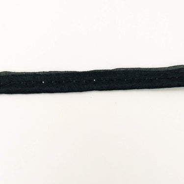 3 Yards, 5mm Flanged Insertion Piping on 10mm Band, Black Fabric Trim